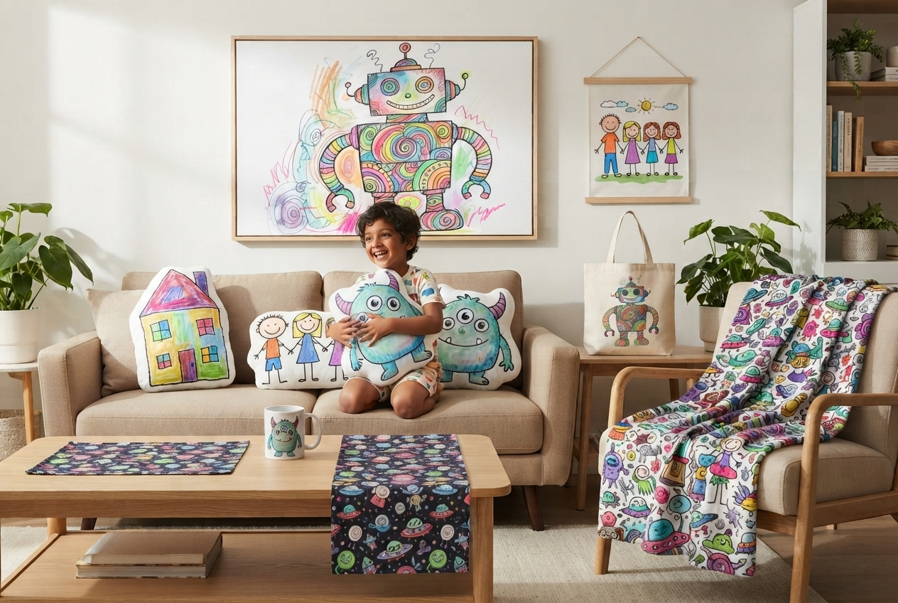 Turn Kids' Drawings into Custom Keepsakes, Personalized Home Decor & so much more!