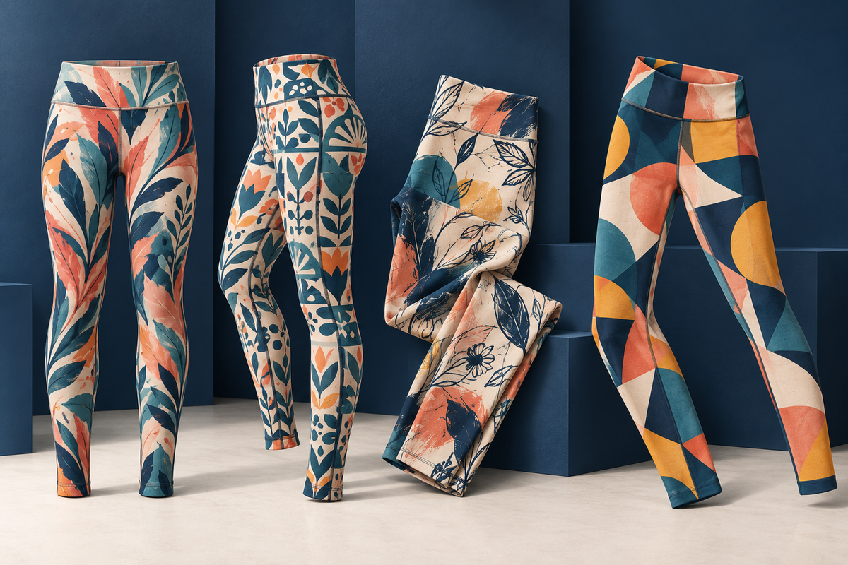 Custom printed yoga leggings for women with personalised all-over designs. RIGHT GIFTING