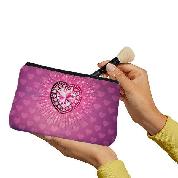 Purple heart diamond Make up pouch