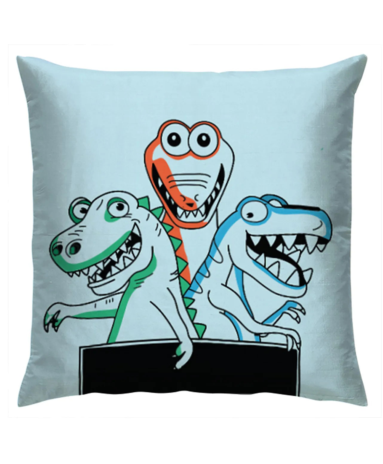 Dinosaur Squad Cushion | Cute T-Rex Cartoon Print | Kids Room Décor & Gift
