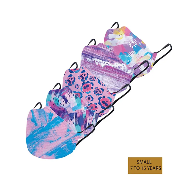 Customised Face Mask Pack of 5 – Purple Pink Tie-Dye & Floral Design