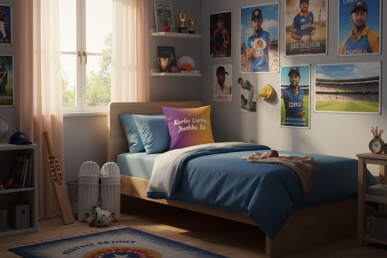 Korbo Lorbo Jeethbo Re – KKR Square Cushion Cover