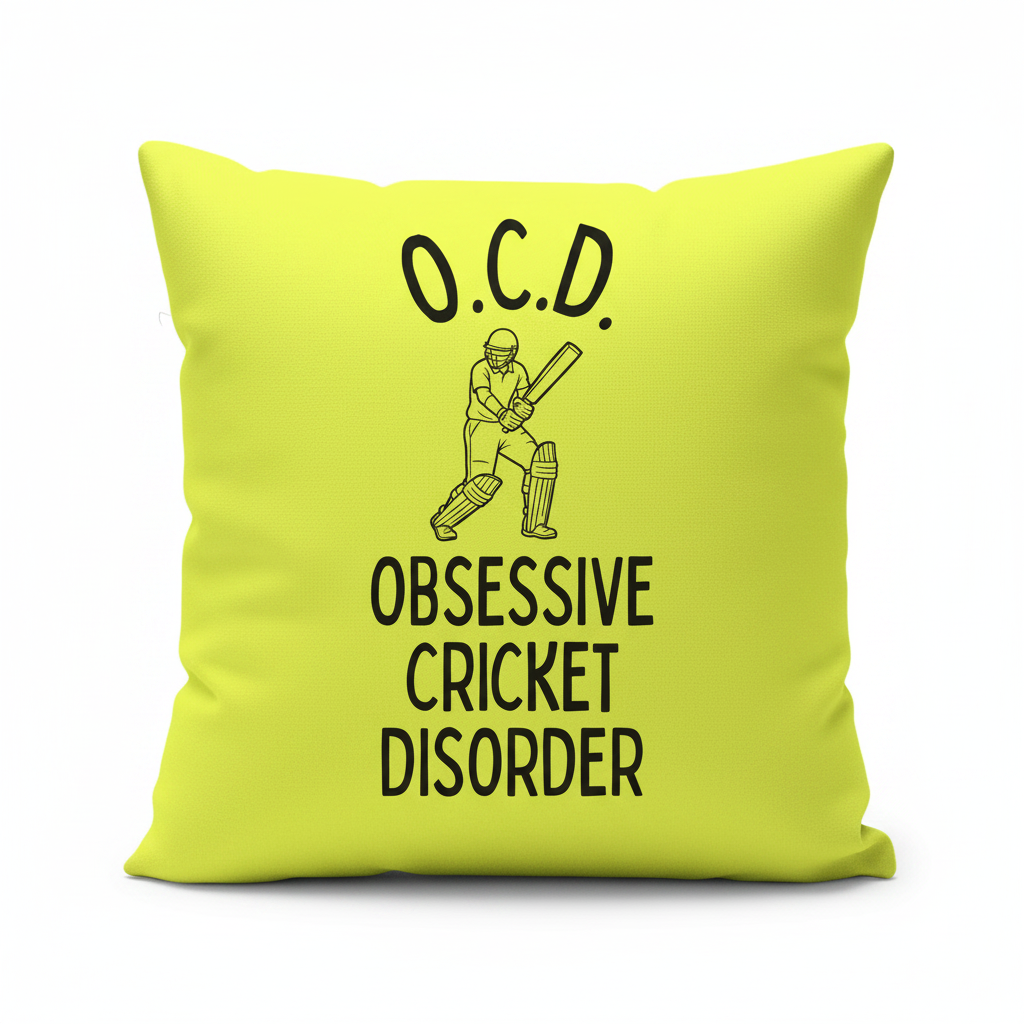 O.C.D. Obsessive Cricket Disorder – Square Cushion Cover