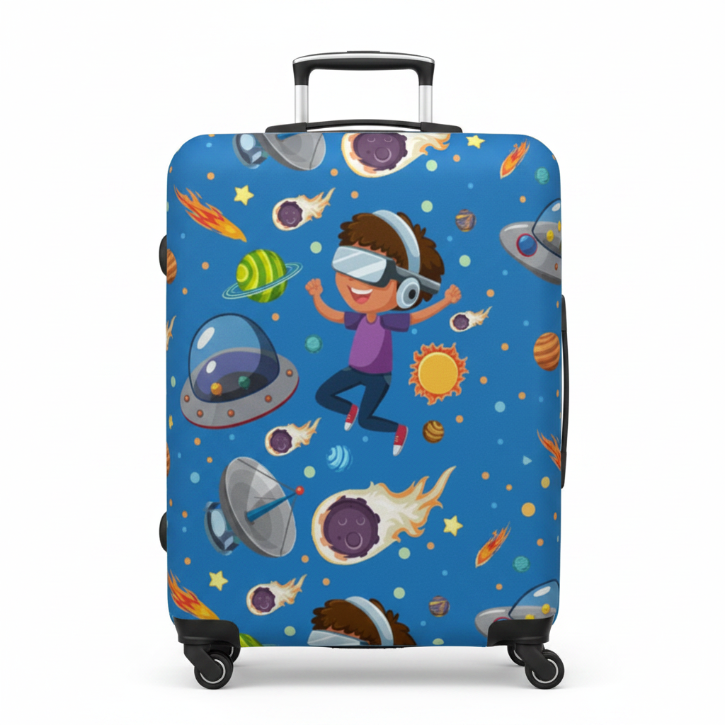 Space Explorer Trolley Cover | Blue Galaxy Luggage Cover