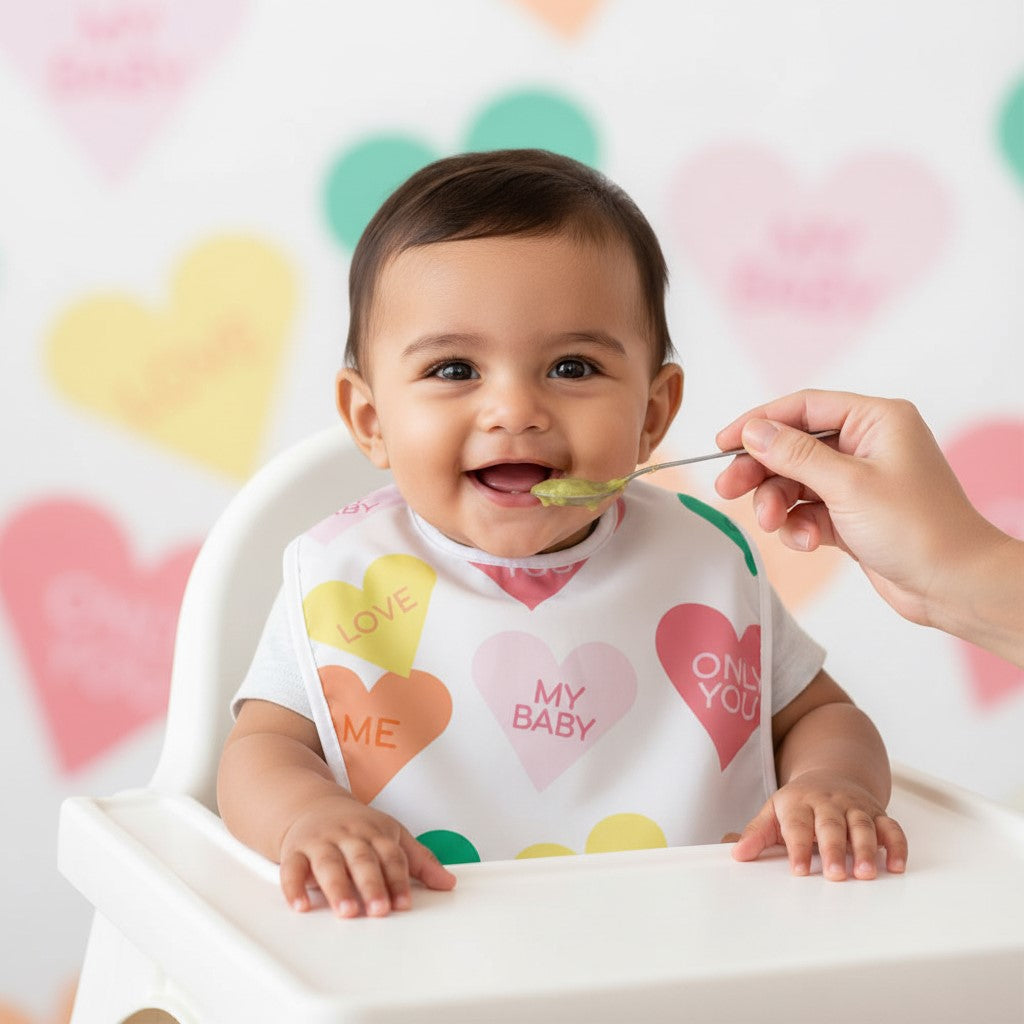 Candy Hearts Baby Bib | Conversation Hearts Print