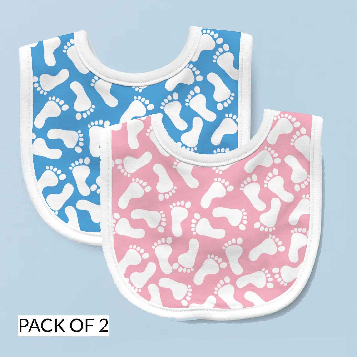 Baby Footprints | Personalised Baby Bib – Pack of 2