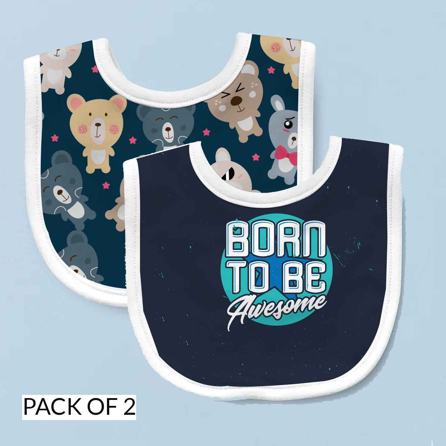 Born to Be Awesome | Personalised Baby Bib – Pack of 2