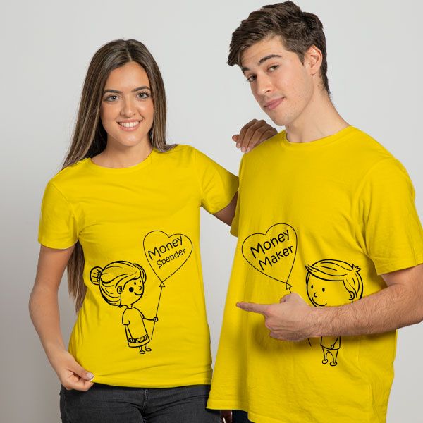 Couple's T-Shirt Set - Money Generator Money Maker Yellow Black