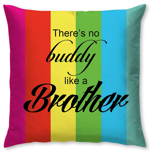 There's No Buddy Like a Brother Cushion – Rainbow Stripes Design