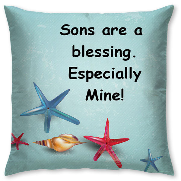 Sons Are a Blessing Cushion – Starfish Teal Design