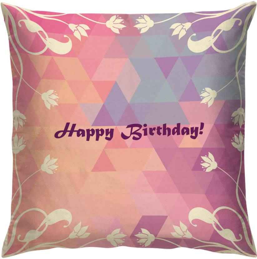 Happy Birthday Cushion – Geometric Floral Design