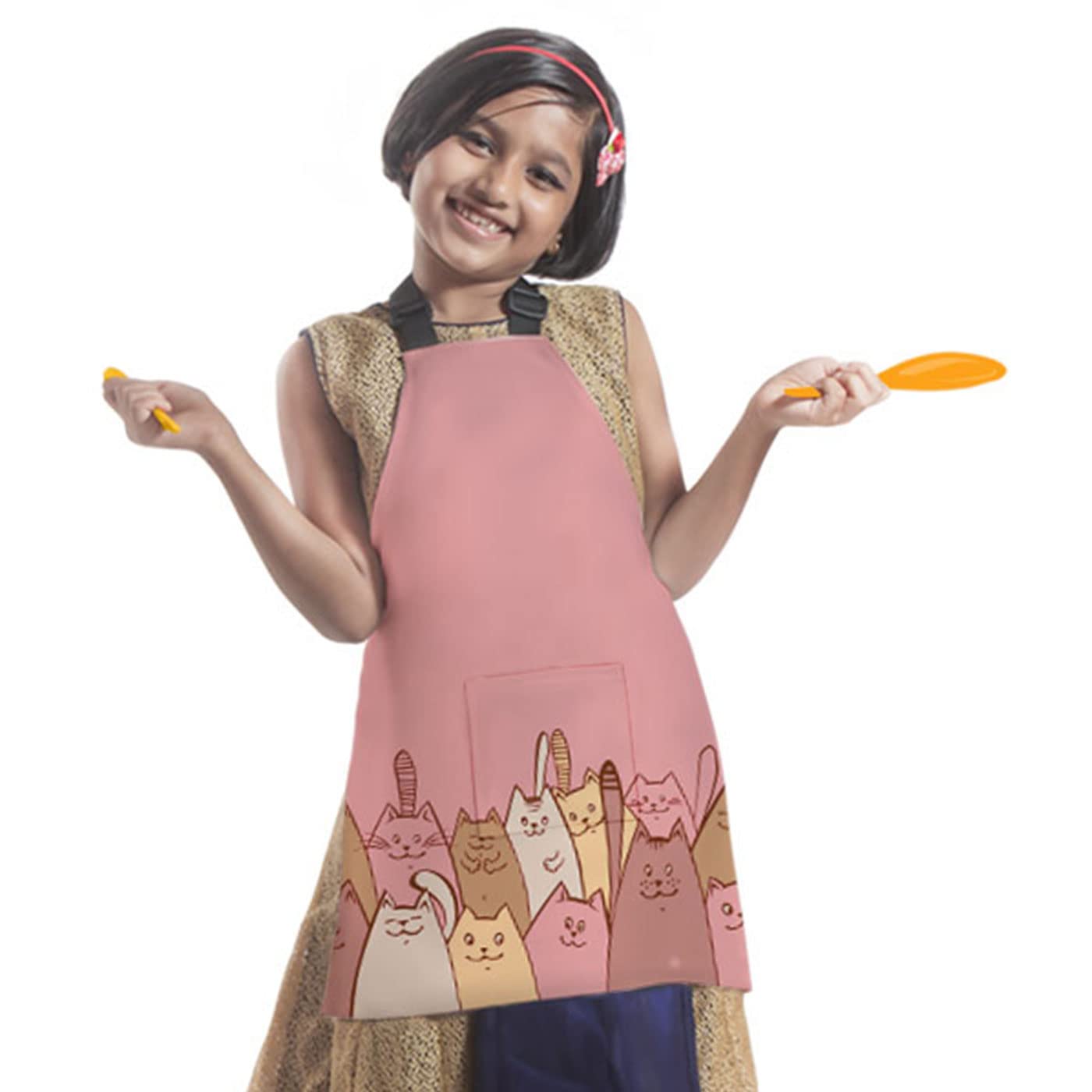 Kitty Cat Doodle Personalised Kids Apron | Pink