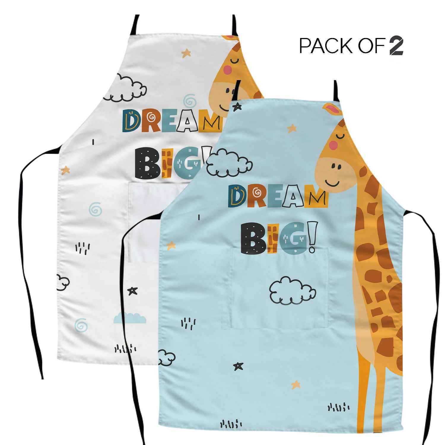 Dream Big Giraffe Kids Apron | Pack of 2 | Mint & White (Copy)