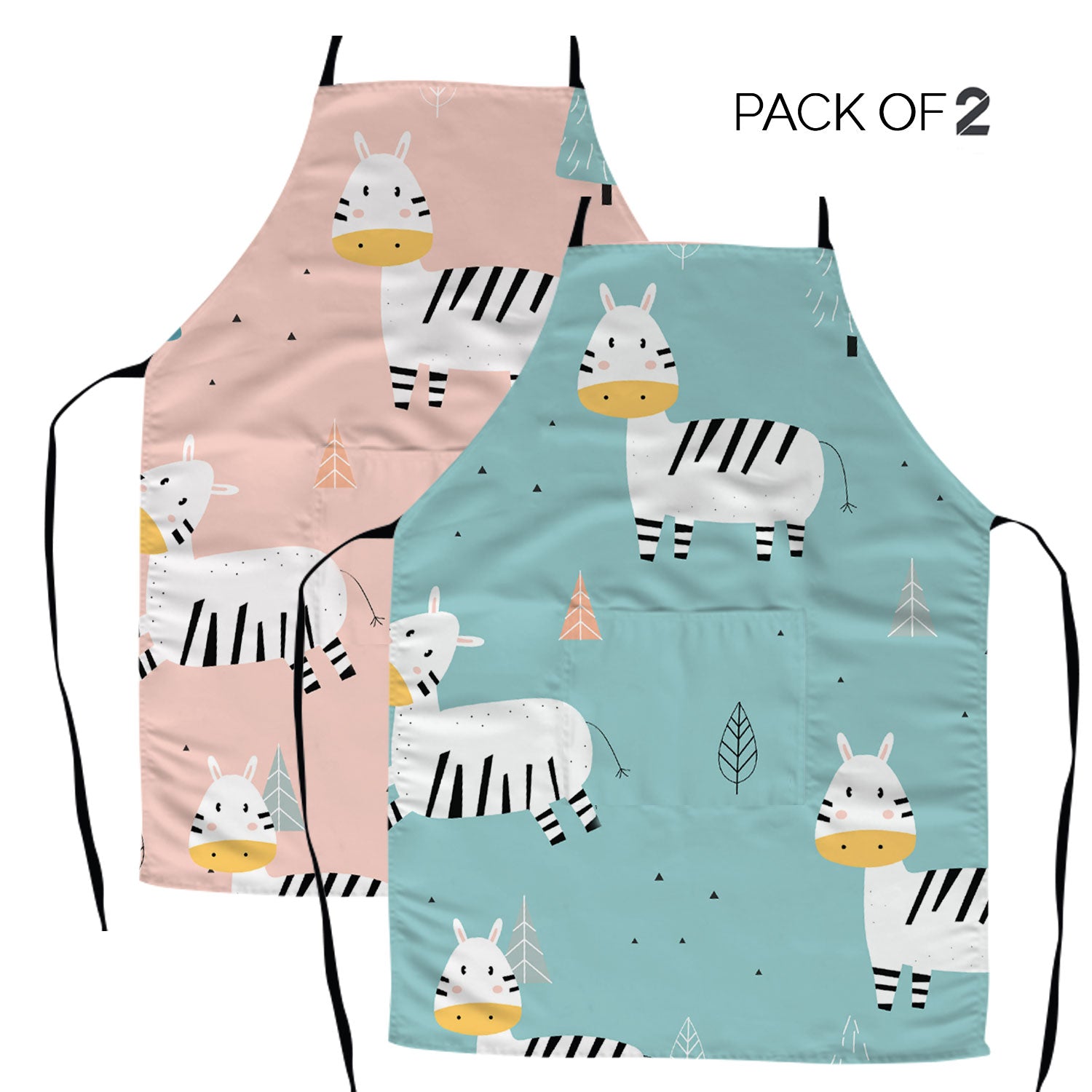 Zebra Kids Apron | Pack of 2 | Pink & Teal