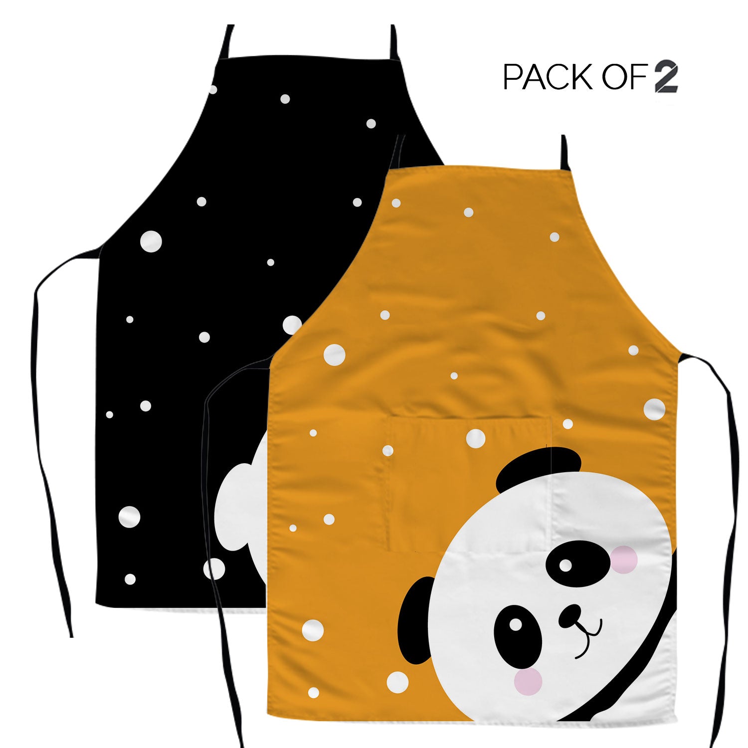 Panda Kids Apron | Pack of 2 | Yellow & Black
