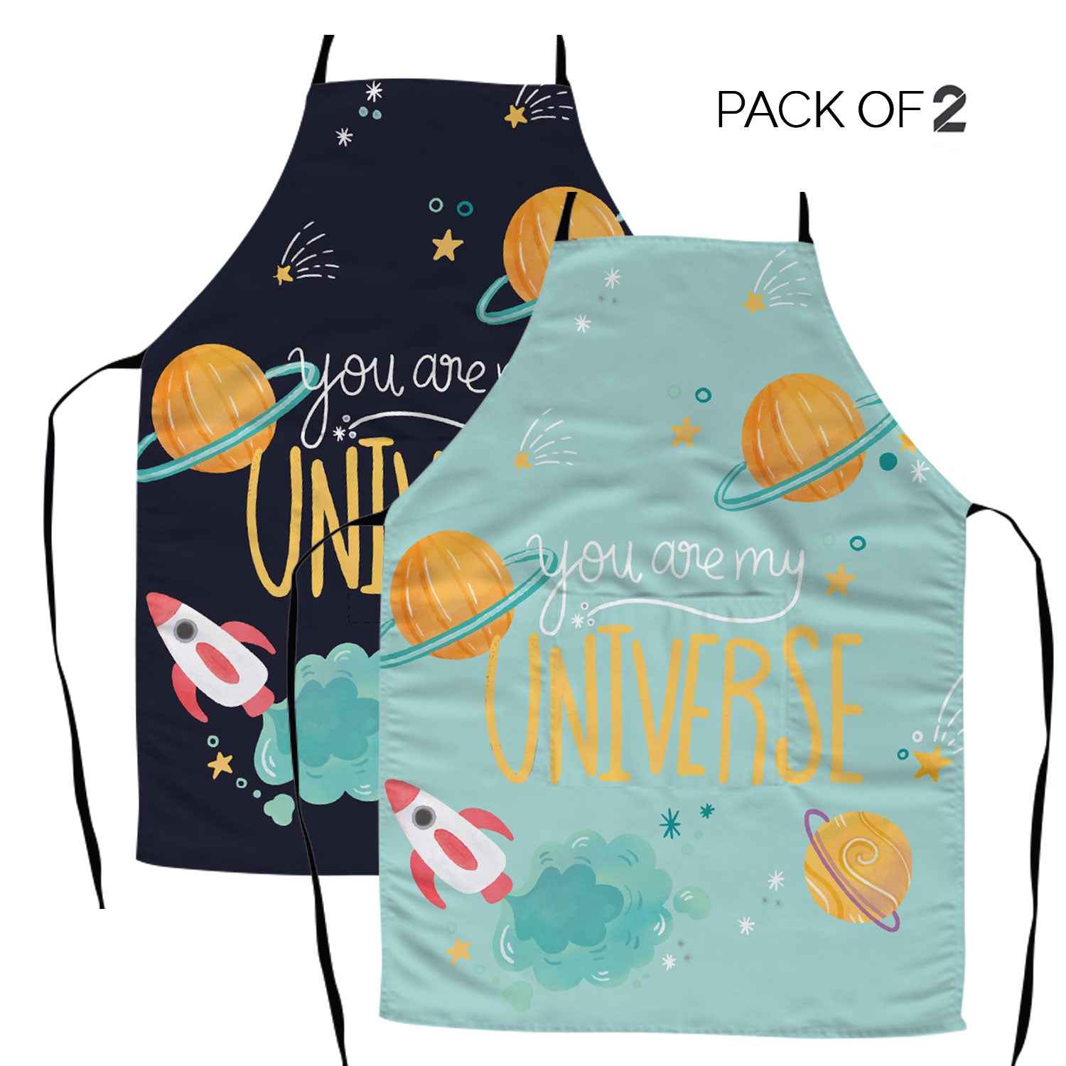 You Are My Universe Apron | Pack of 2 | Mint & Navy
