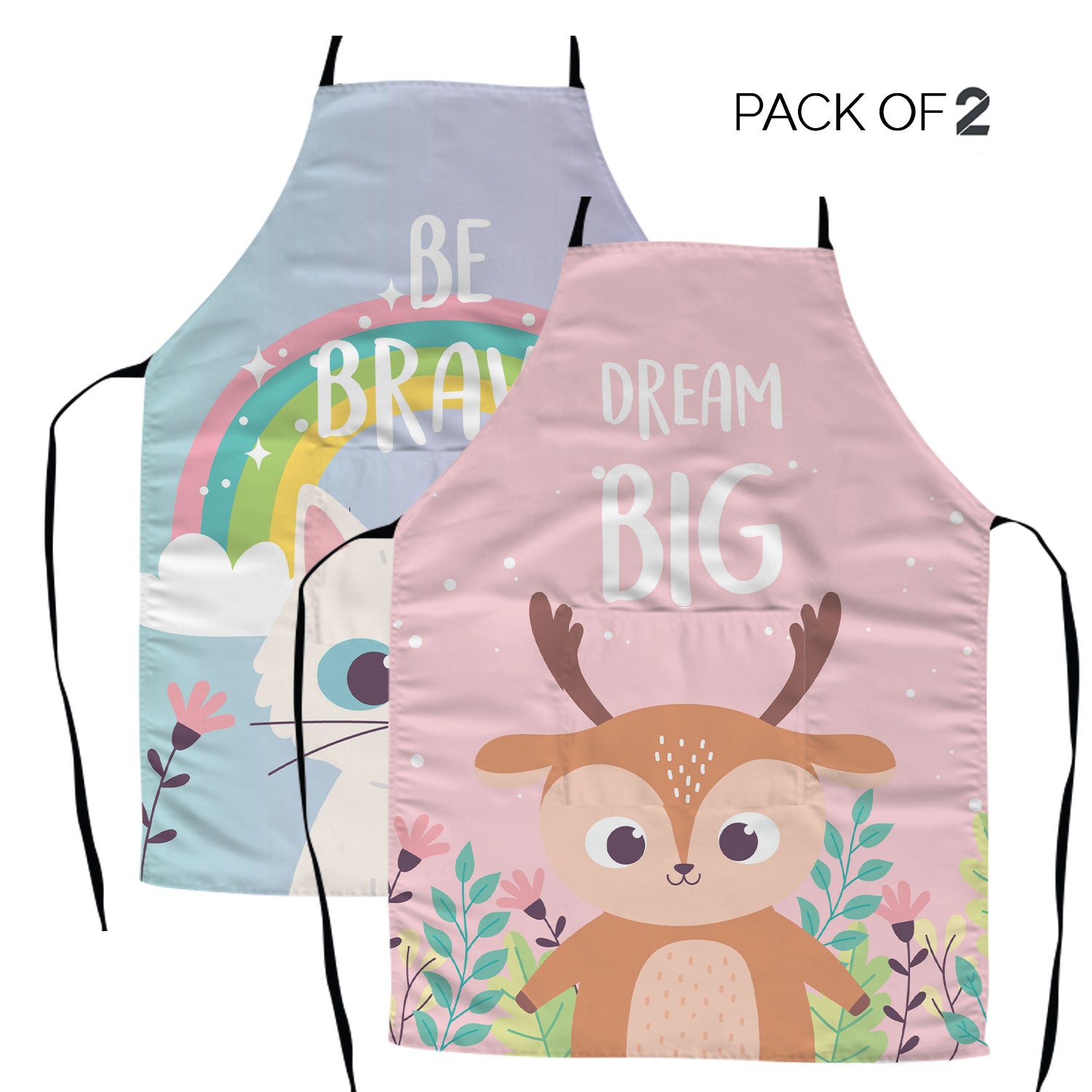 Dream Big & Be Brave Kids Apron | Pack of 2 | Pink & Blue
