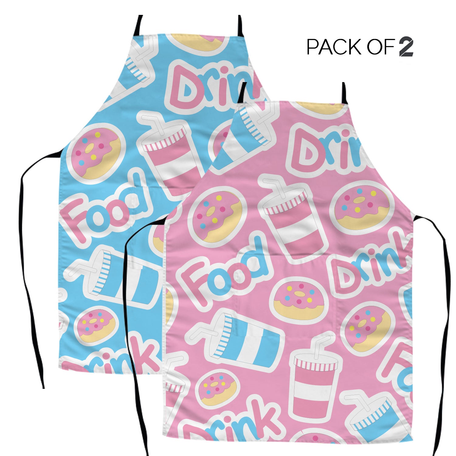 Food & Drink Kids Apron | Pack of 2 | Pink & Blue