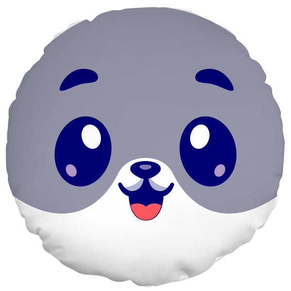 Cute Fluffy Dog Round Cushion Cover – Adorable Pomeranian Face Design