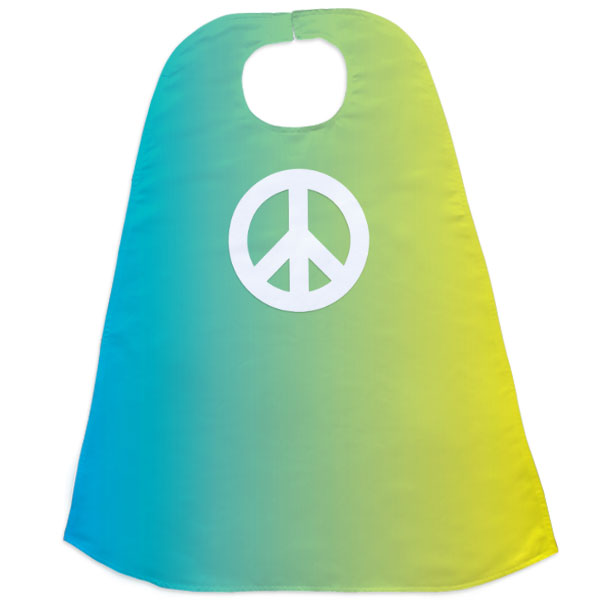 Peace Sign Gradient Cape | Blue & Green Kids & Adults Cape