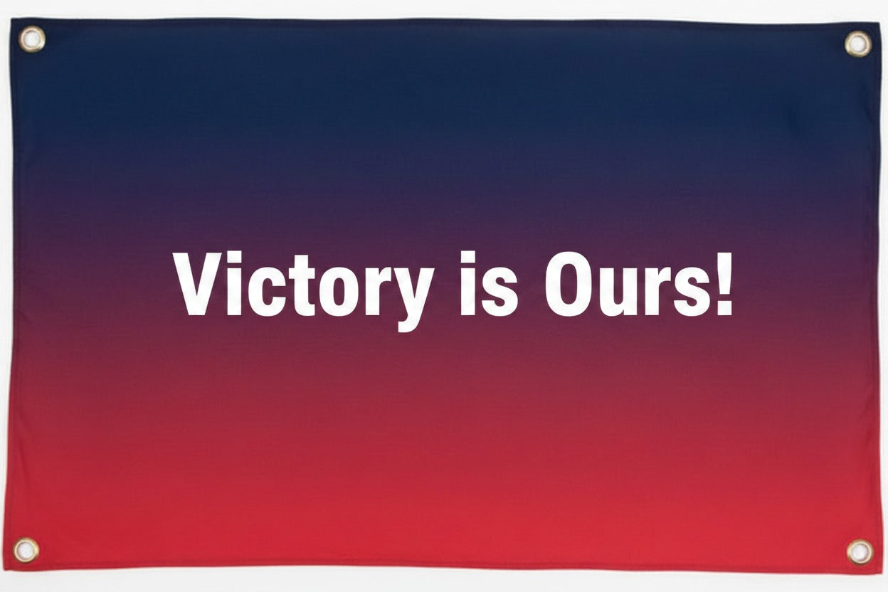 Victory is Ours! Cricket Fan Banner – Satin Finish | Personalised