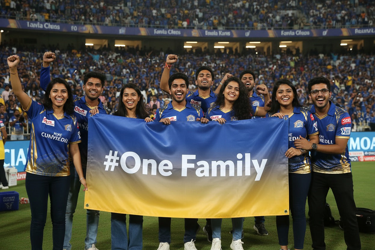 #OneFamily Cricket Fan Banner – Large Satin Finish | Personalised