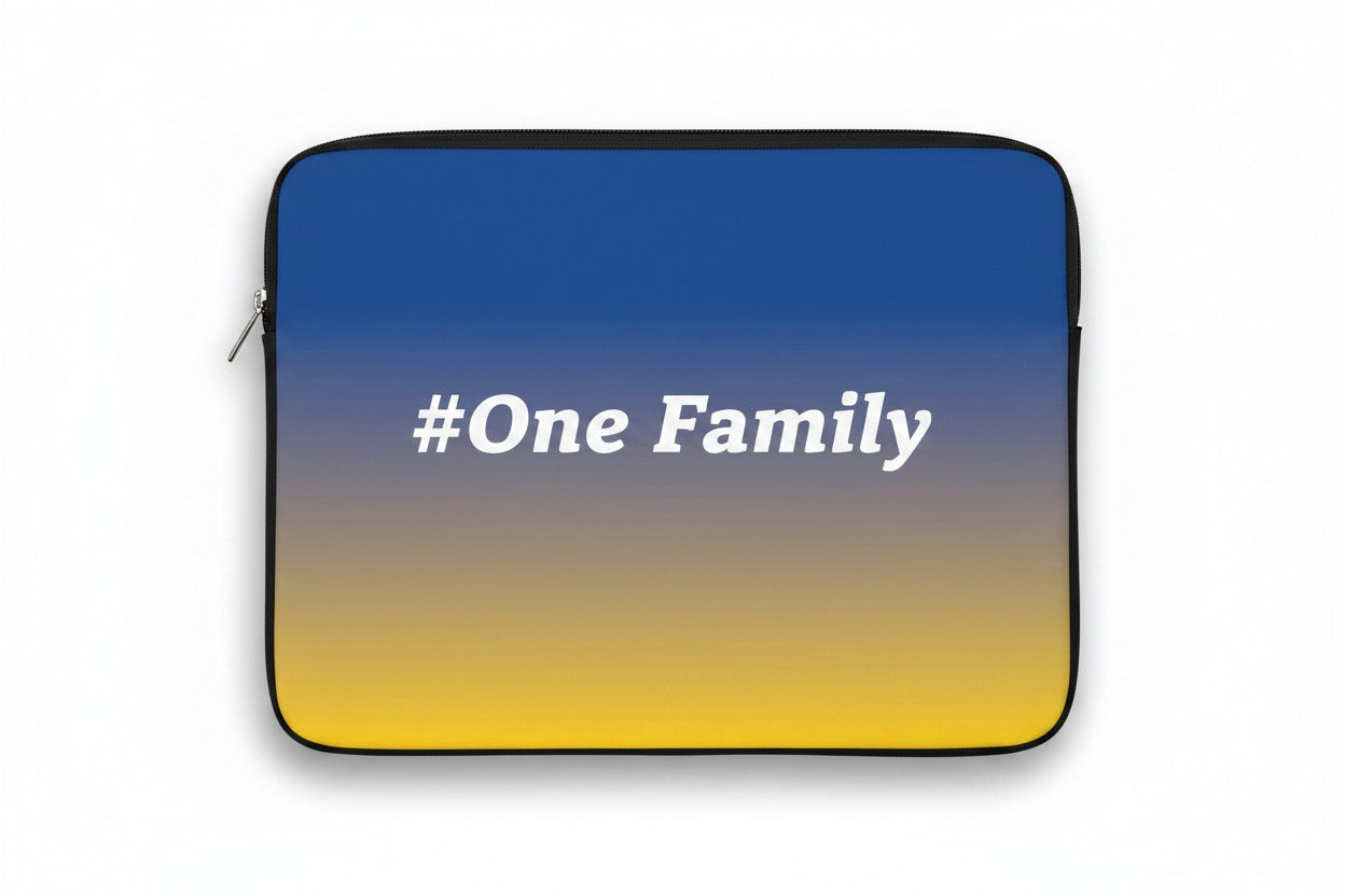 #OneFamily Cricket Fan Laptop Sleeve – Blue Gold Gradient | Personalised