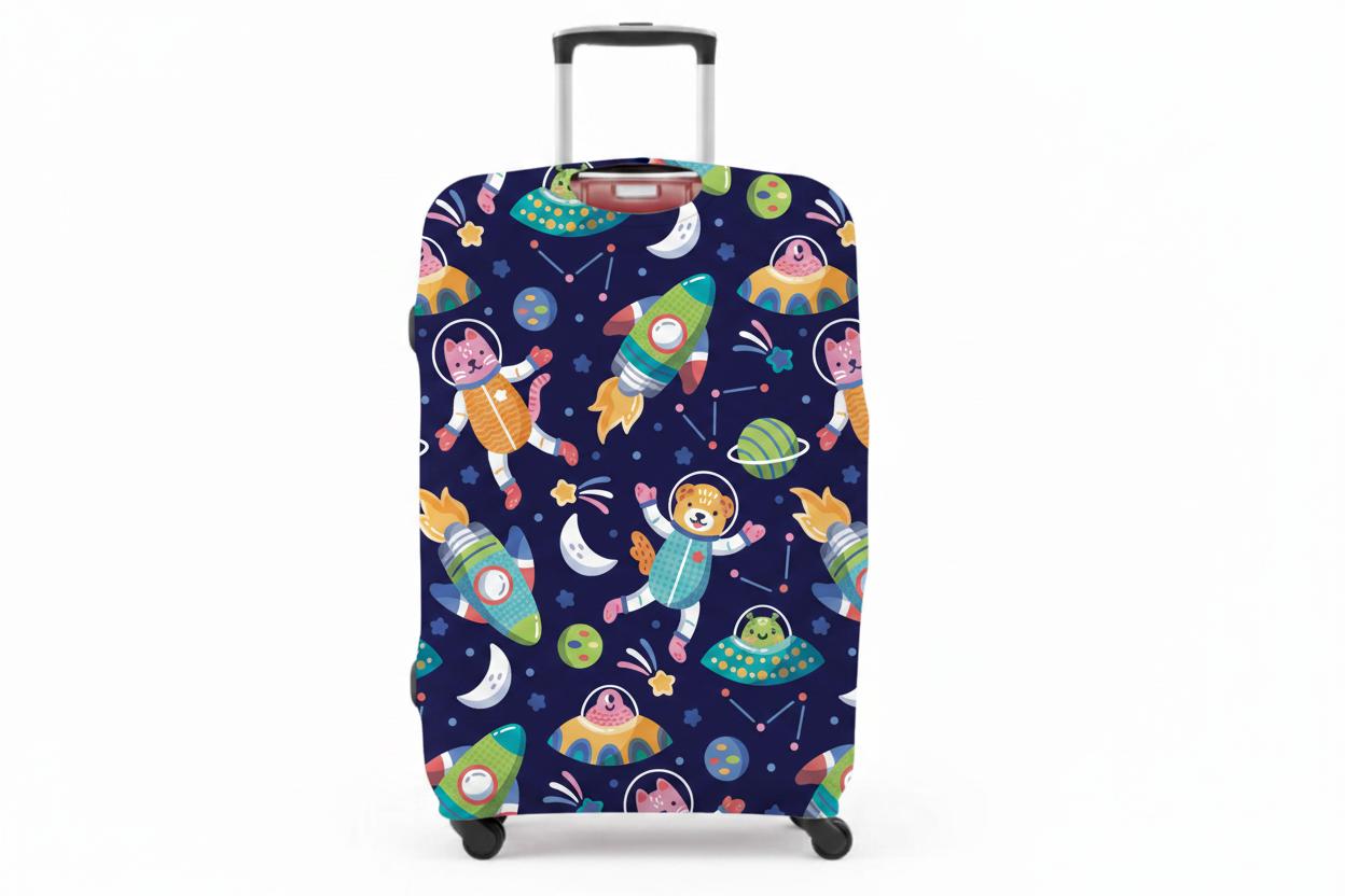 Space Animals Luggage Cover | Printed Suitcase Cover for Kids