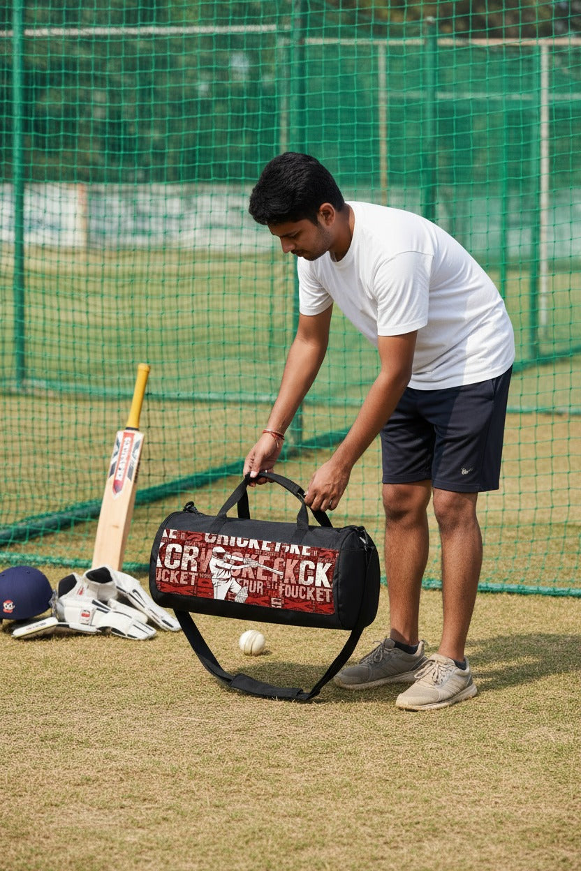 Cricket Typography Duffel Bag