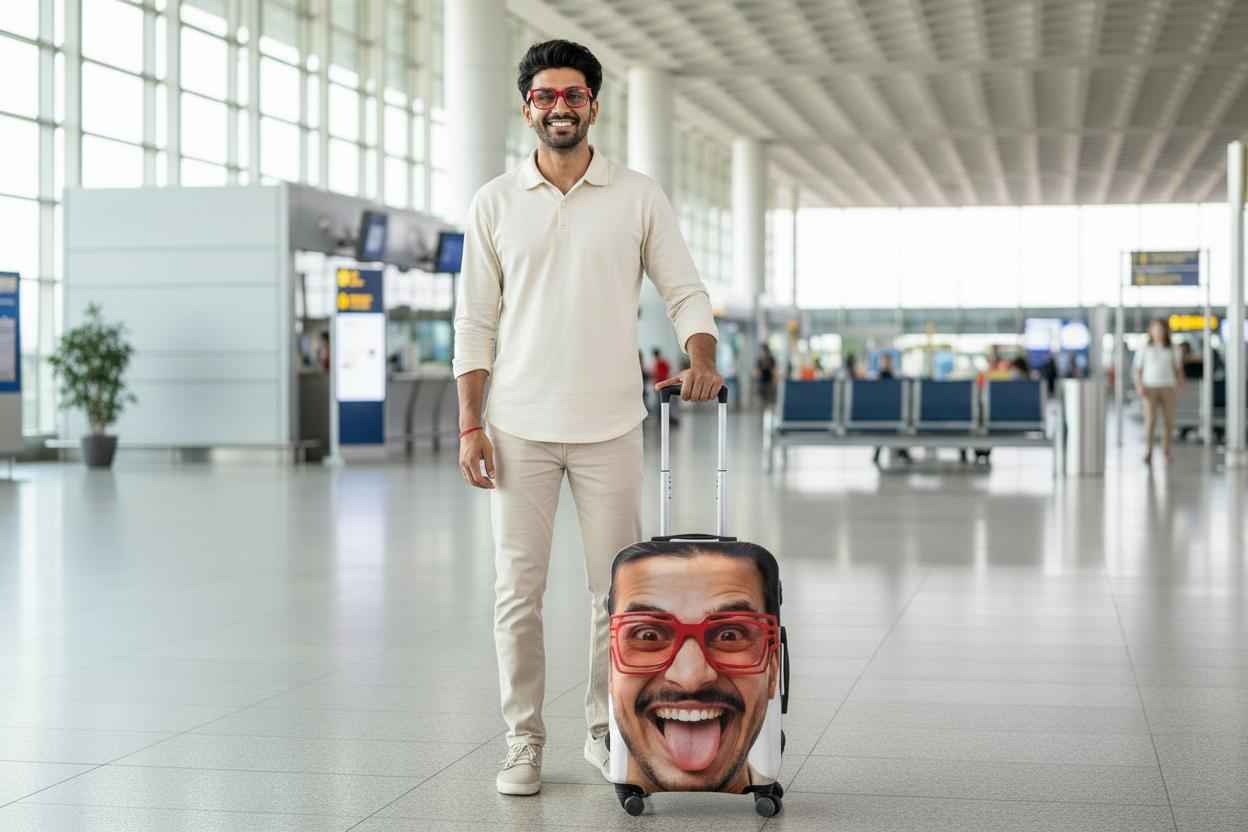 Custom Face Luggage Cover | Personalised Photo Print Suitcase Cover