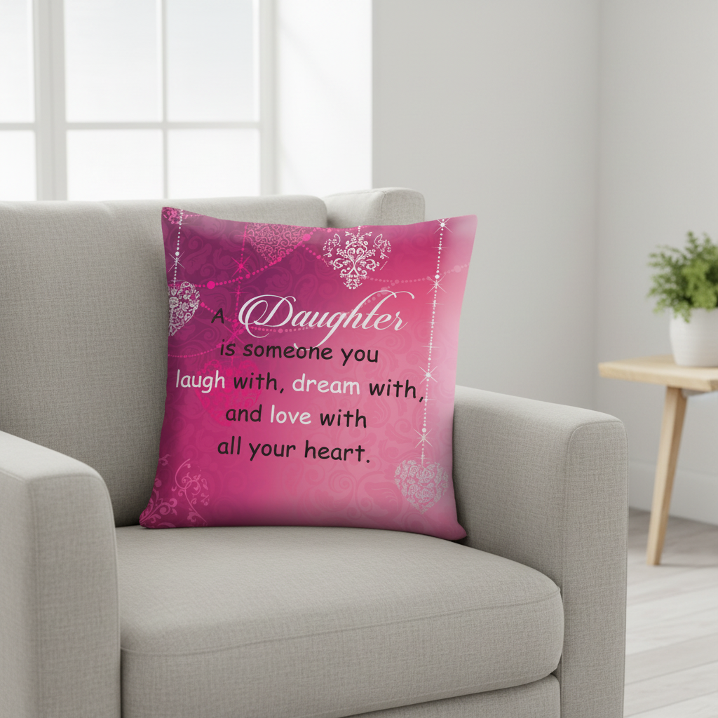 A Daughter Cushion – Grey Armchair Natural Light