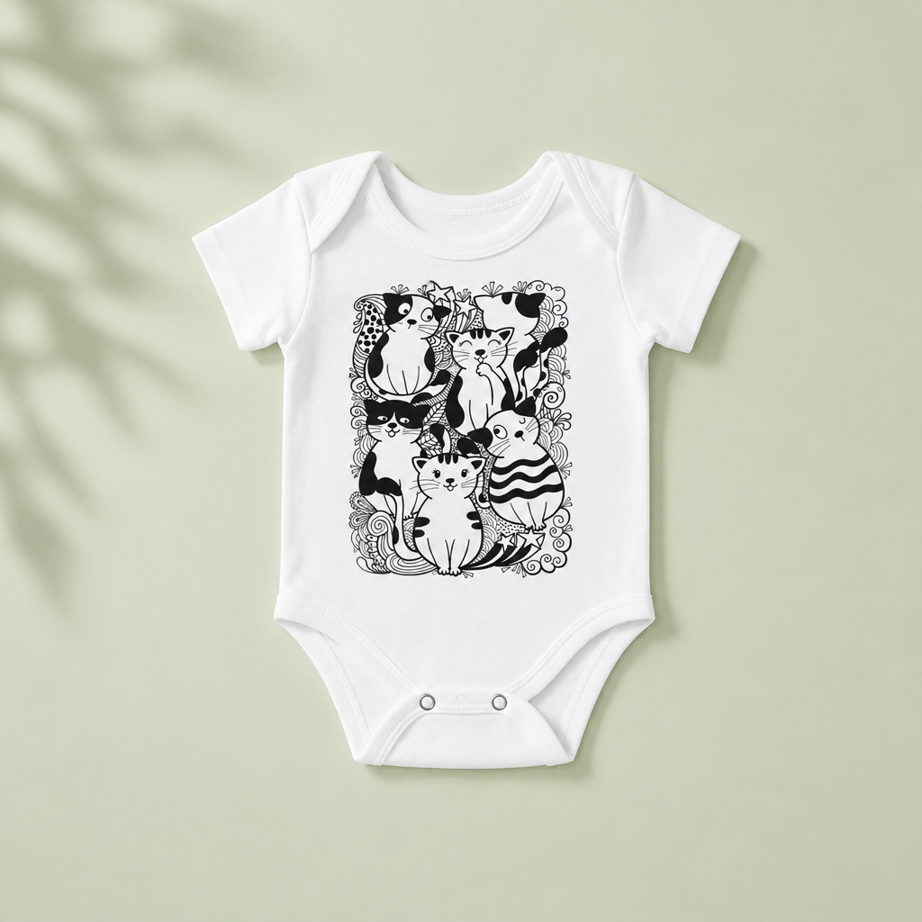 Baby Onesie – Cat Doodle A5 Print