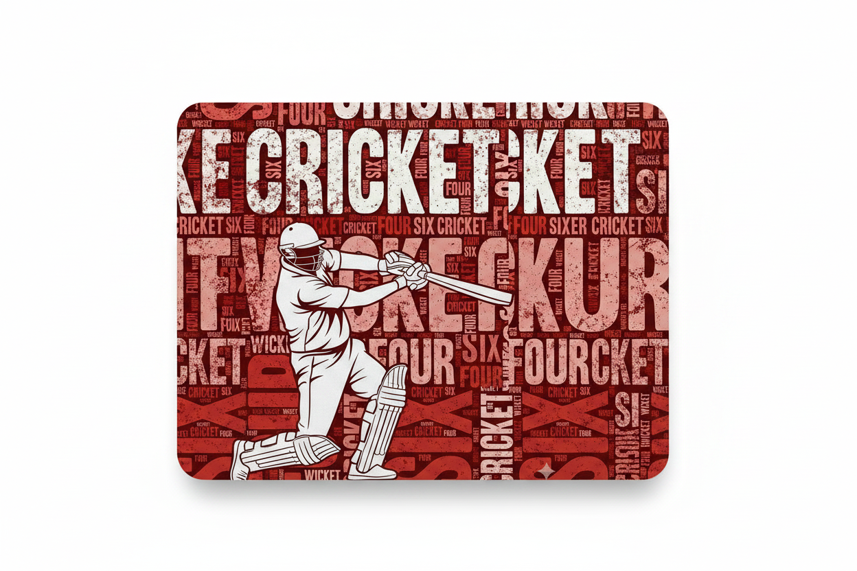 Cricket Typography Art - Mouse Pad Correct