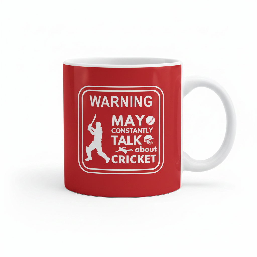 Warning May Constantly Talk About Cricket Mug | Cricket Fan Gift
