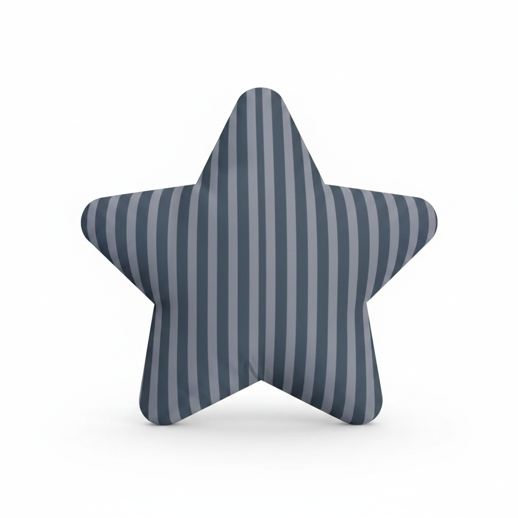 Personalised Star Shaped Cushion - Dark Grey Tonal Pinstripe Custom Printed Satin With Filler - front view