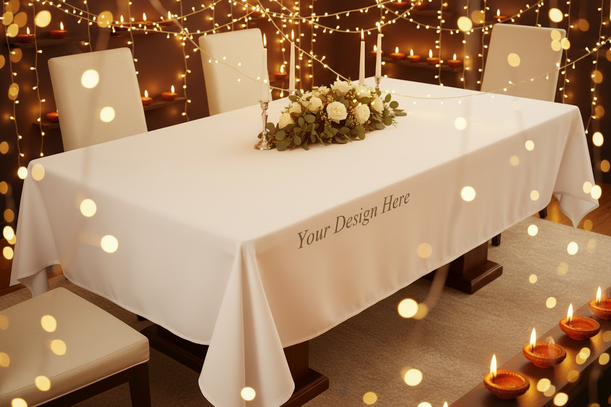 Dining Tablecloth - Diwali Lights Background