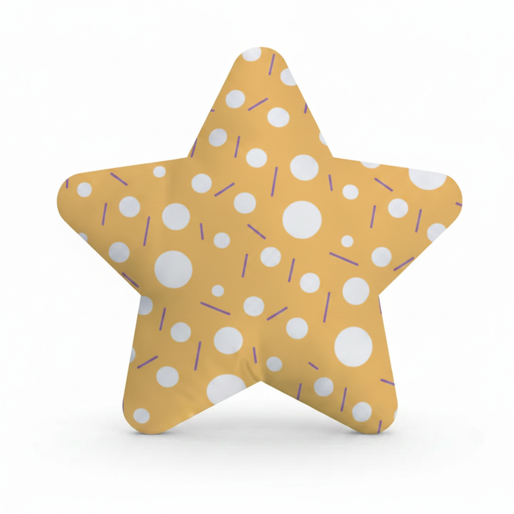 Golden Yellow Polka Dots Puffy Star Cushion