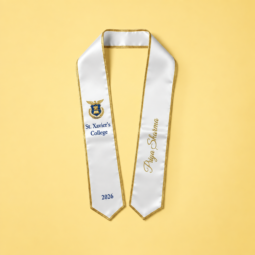 Graduation sash with soft yellow background