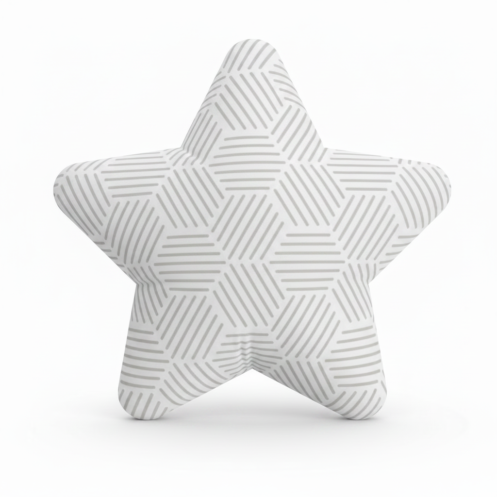 Grey Geometric Stripe Star Cushion