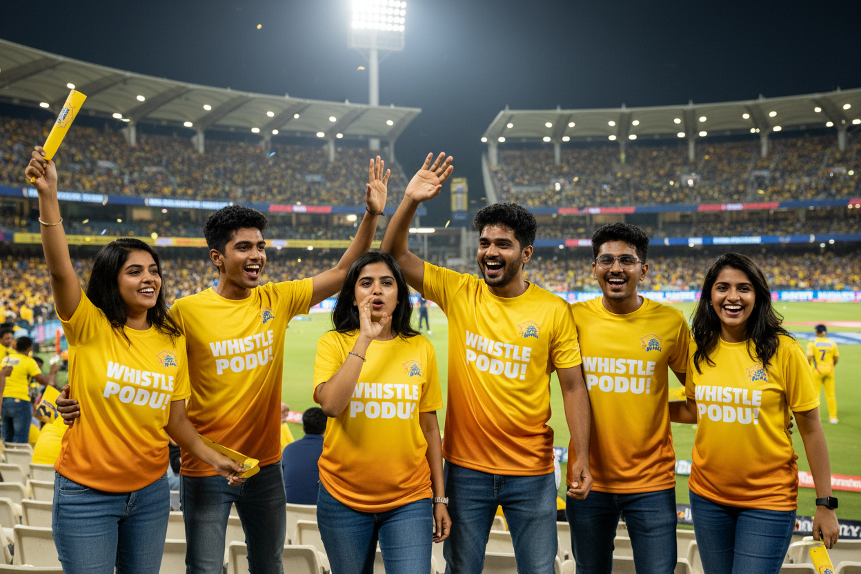 Whiste Podu! CK Cricket Fan T-Shirt – Yellow Orange Gradient | Personalised