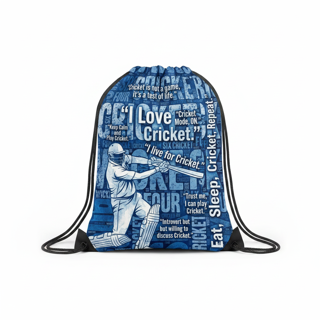 Cricket Quotes Drawstring Bag | Gift for Cricket Fans