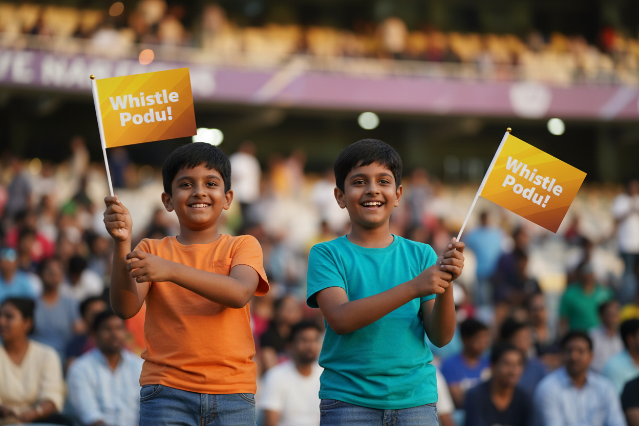 SK Cheering Flag 9x6 in – Whistle Podu! | Super Kings Fan Flag