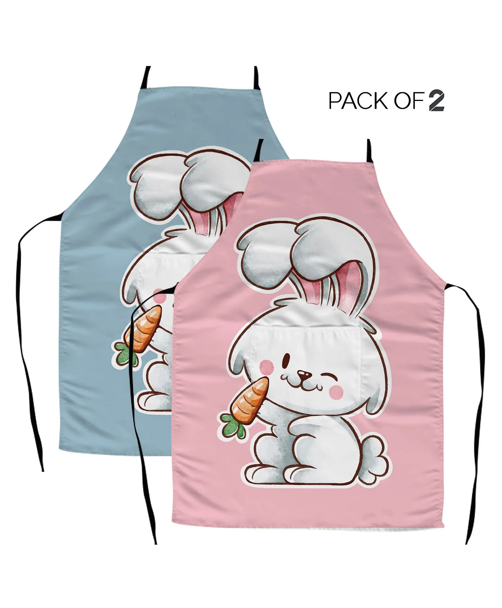 Personalised Bunny Carrot Kids Apron | Pack of 2 | Pink & Blue