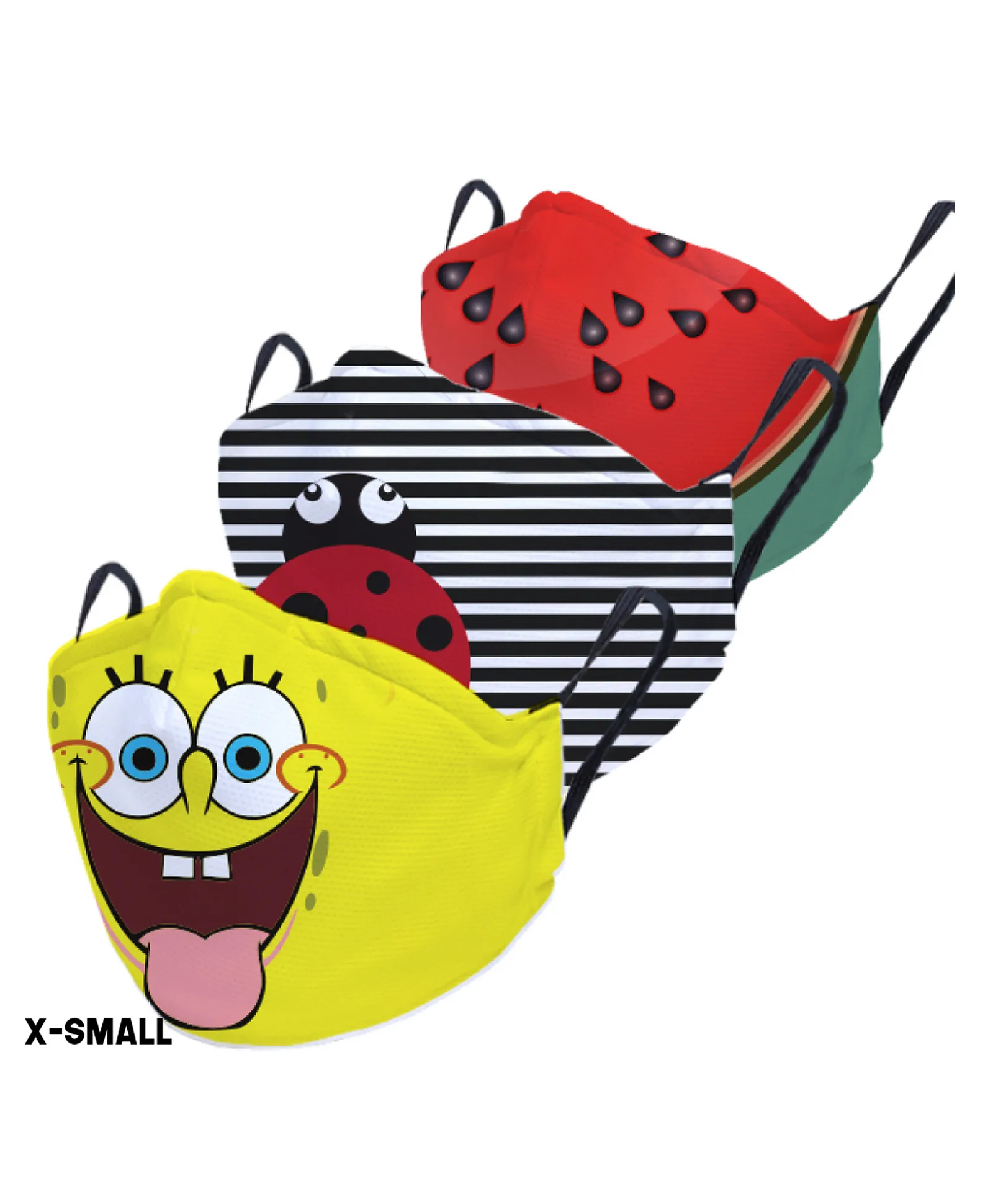 SpongeBob, Ladybug Stripes & Watermelon Face Mask | Pack of 3