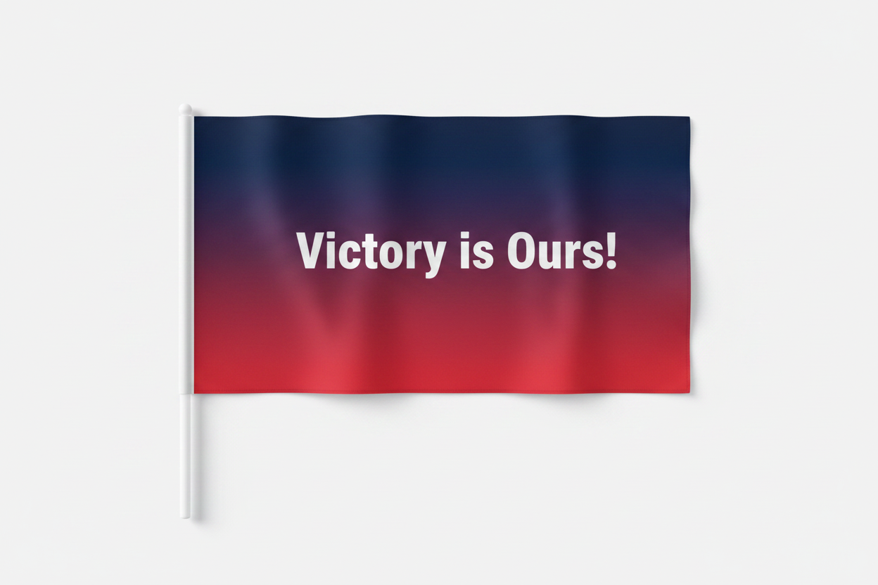 Custom Printed Hand Flag – Victory is Ours! | Cricket Fan Flag