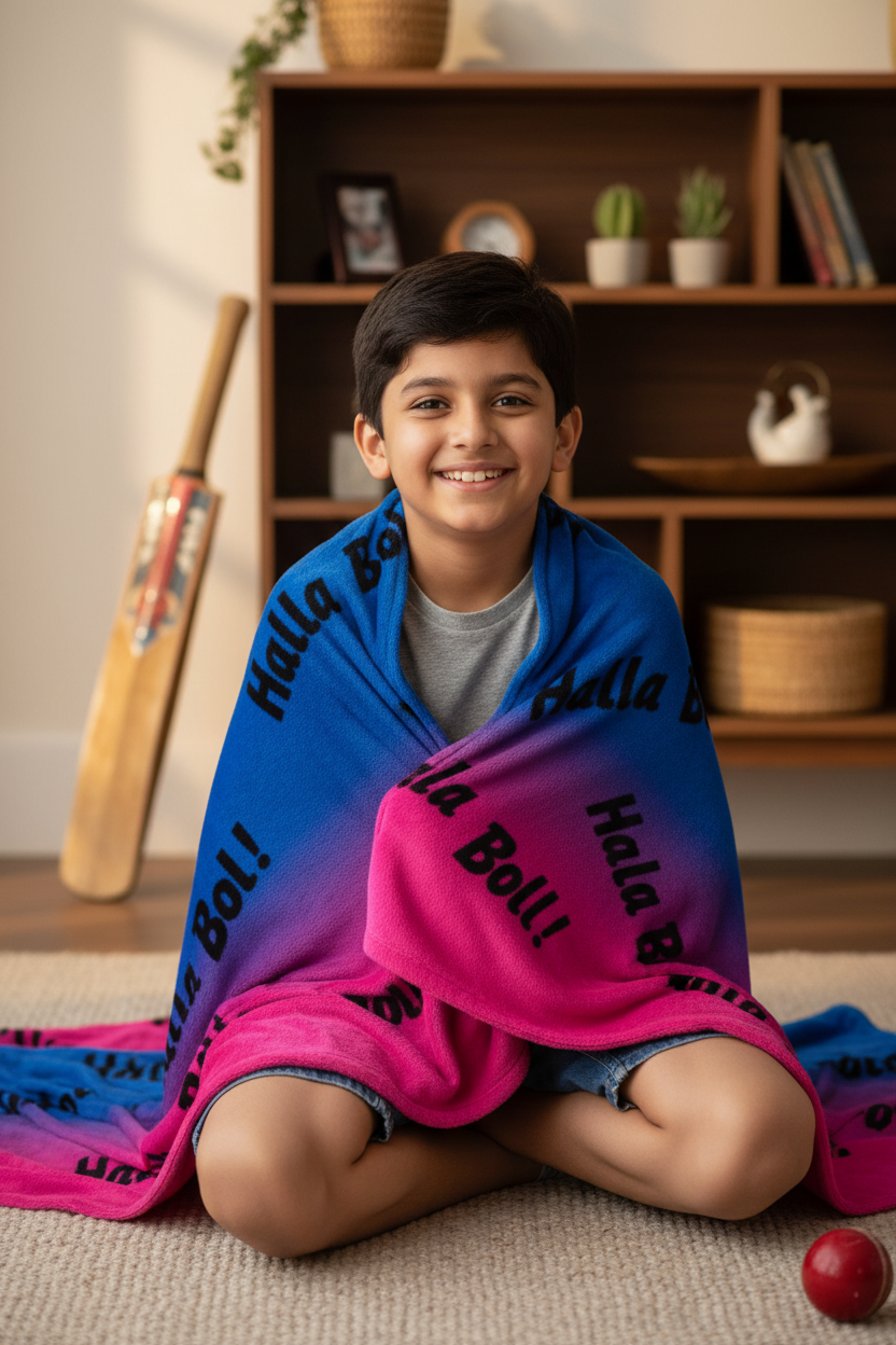 Halla Bol! Cricket Fan Blanket | Personalised Fleece Blanket