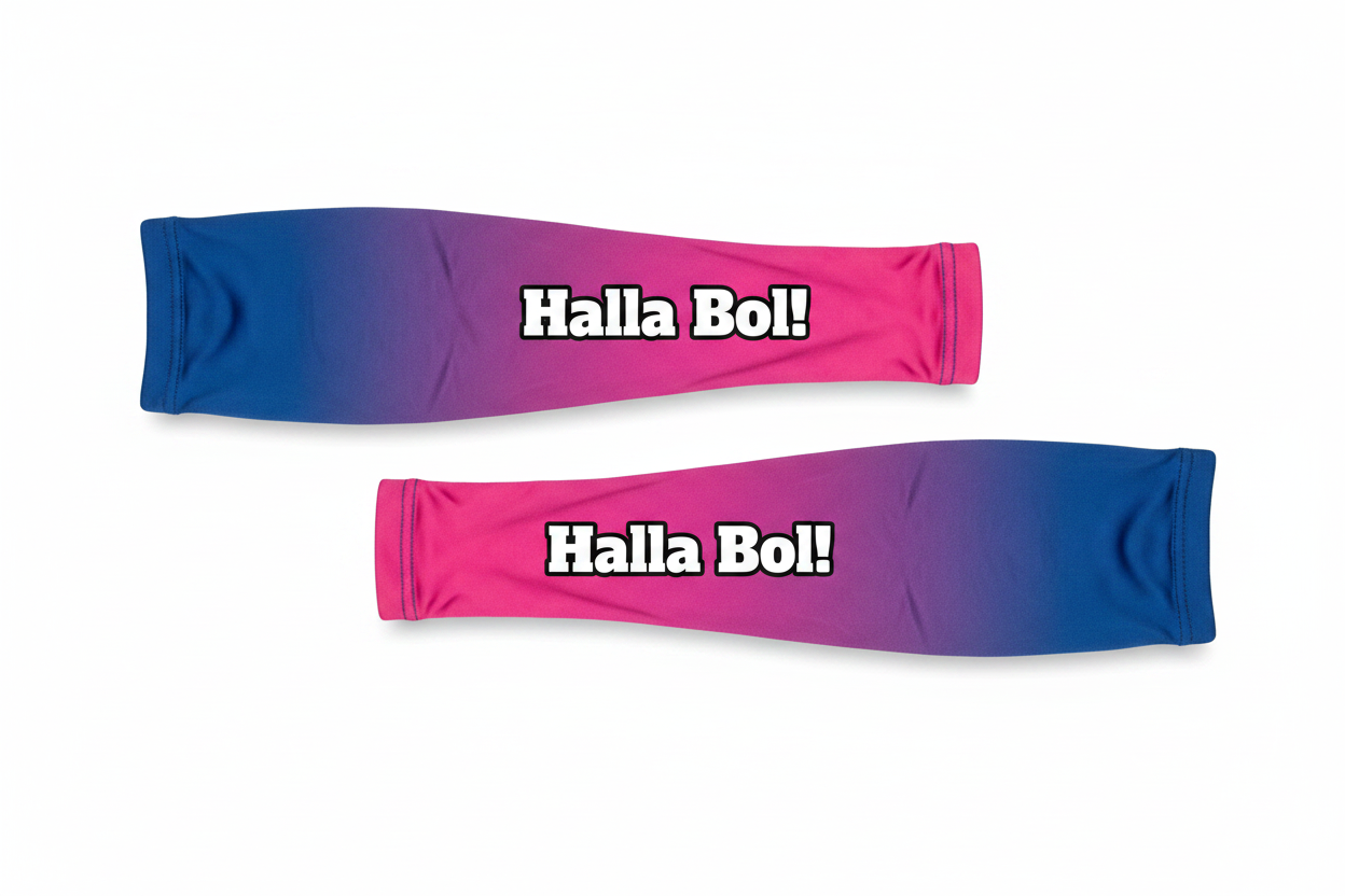 Halla Bol! Royals Cricket Fan Arm Sleeve – Blue Pink Gradient | Personalised