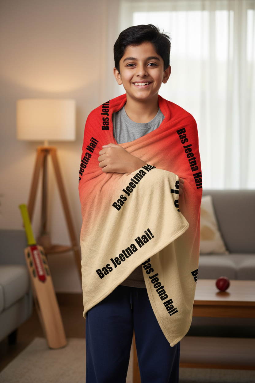 Bas Jeetna Hai! Cricket Fan Blanket | Personalised Fleece Blanket