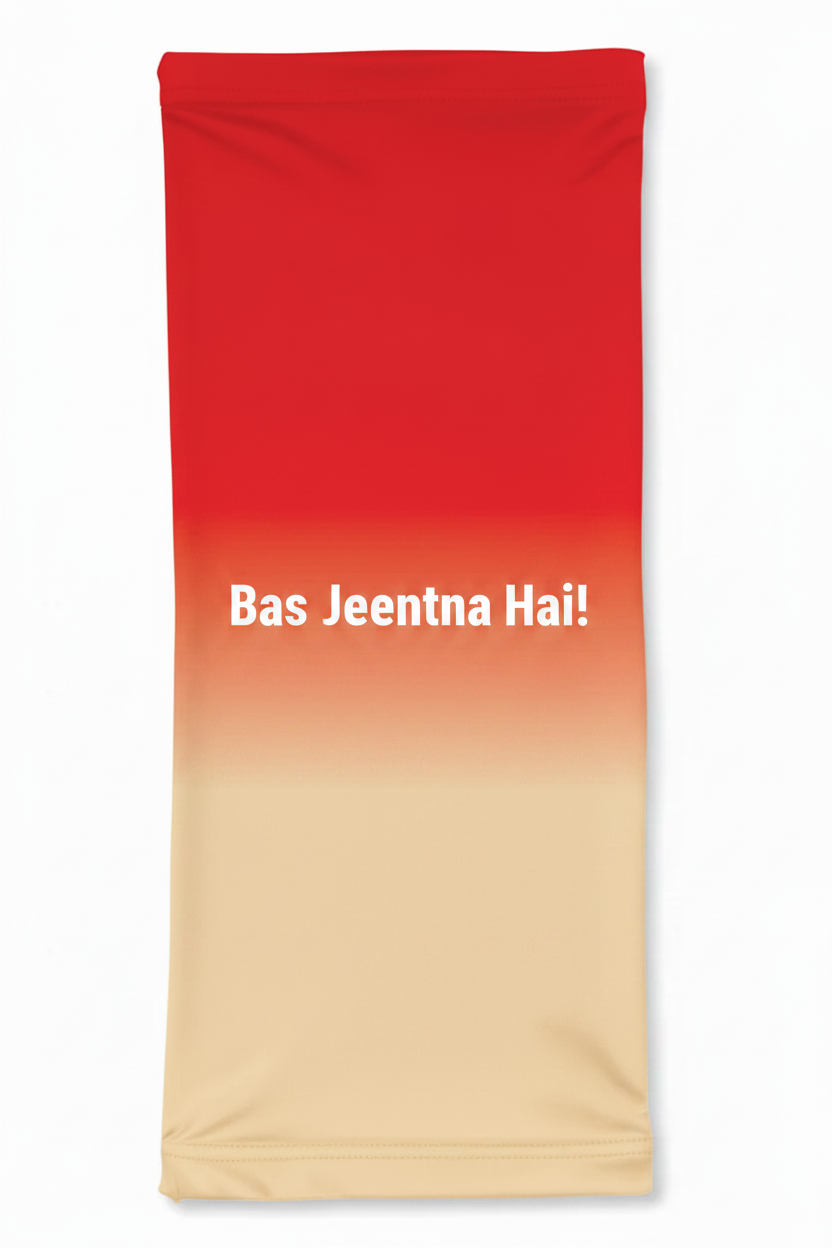 Bas Jeetna Hai! Cricket Fan Bandana | KS Red-Gold Gradient | Unisex