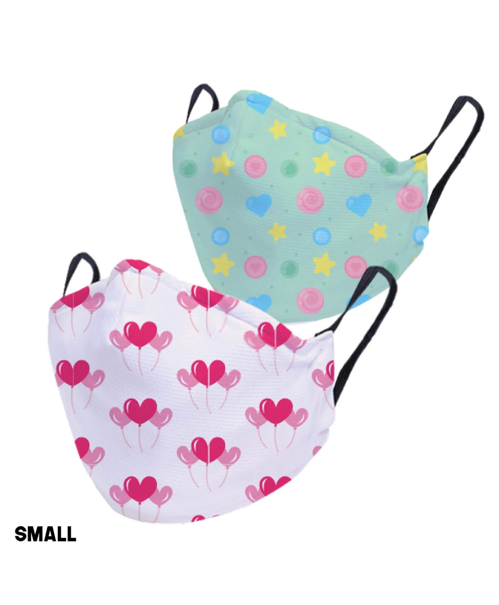 Pastel Stars & Heart Balloons Kids Face Mask | Pack of 2